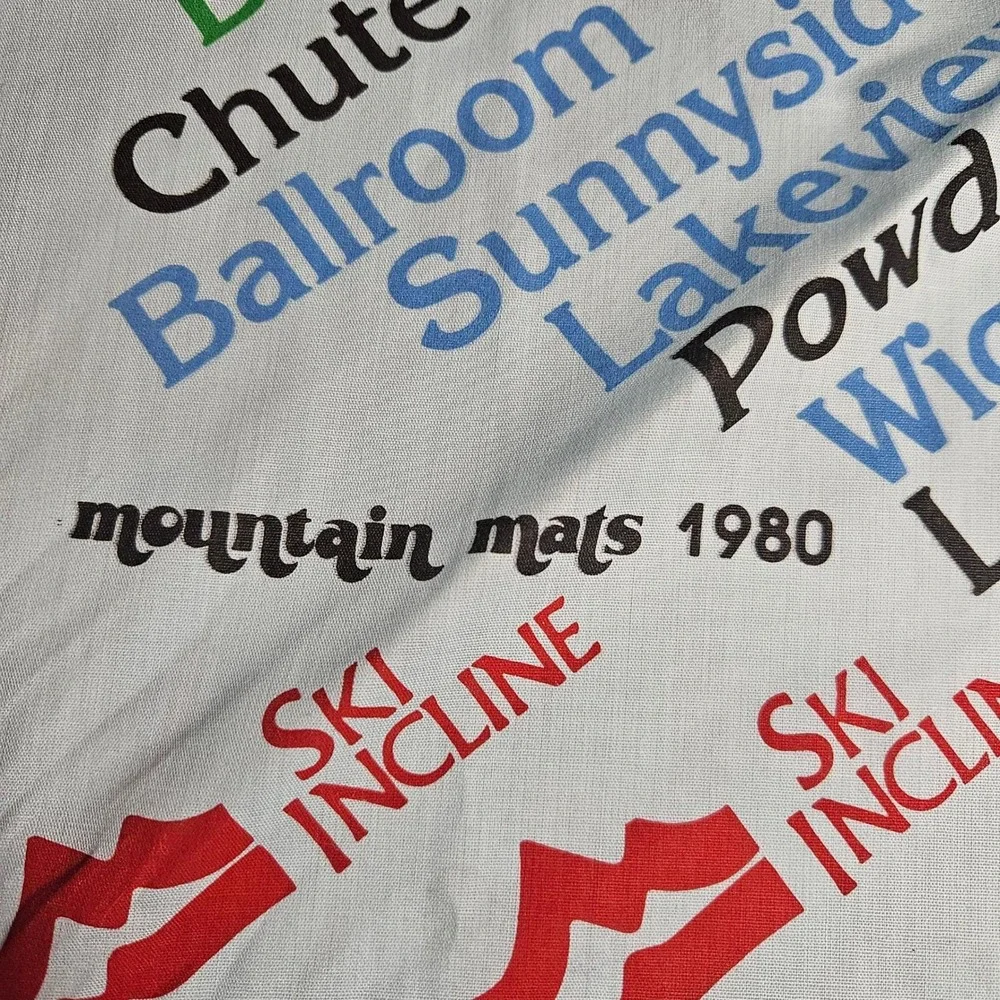 Vintage 1980 Ski Incline Mountain Mats Trail Map Bandana Light‎ Blue 22x22